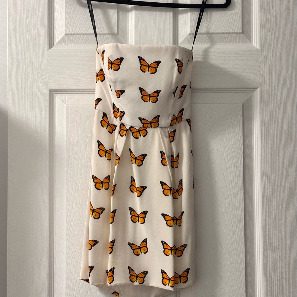 Naven White Strapless Butterfly Dress